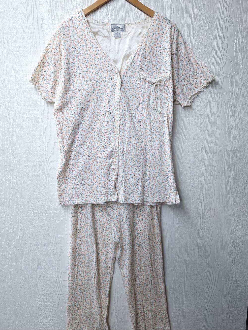 BG Intimates 100% Cotton Floral Pajamas Set Cottagecore Grannycore Size Medium